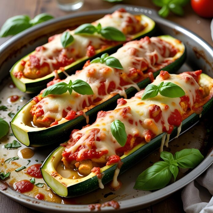 Keto Chicken Parmesan Zucchini Boats Recipe
