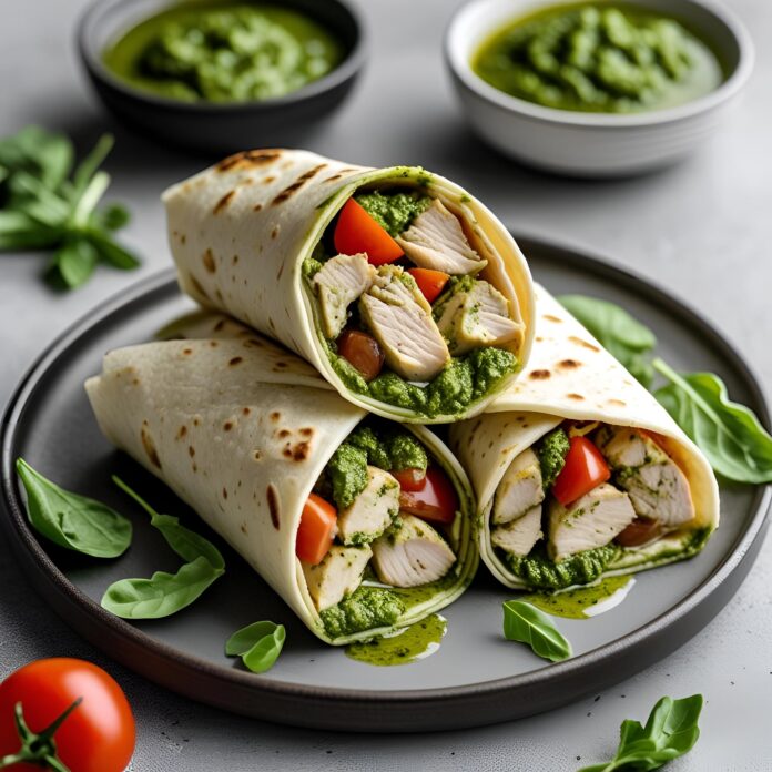 Mediterranean Pesto Chicken Wraps Recipe