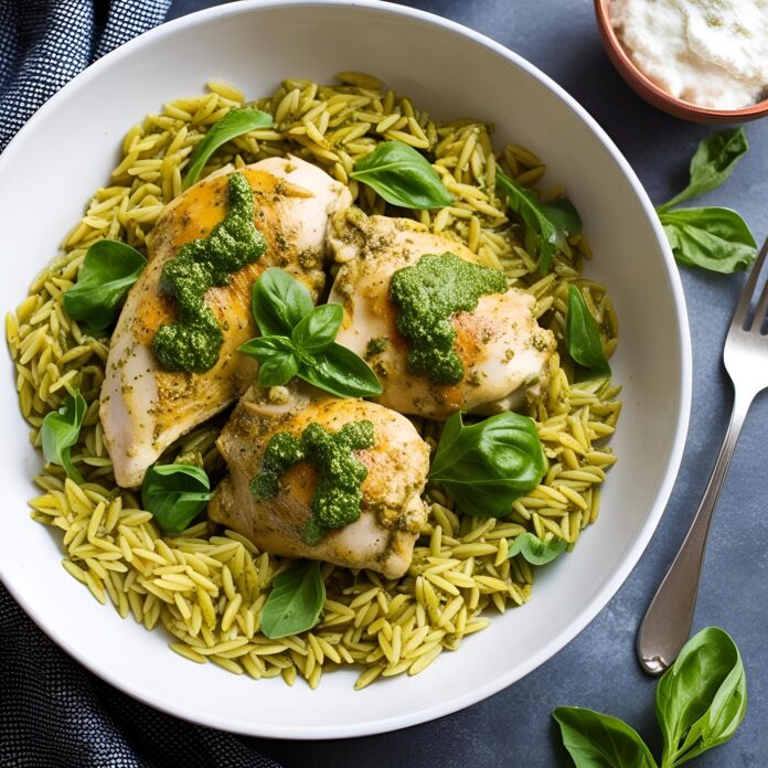 One Pan Chicken and Pesto Orzo Recipe