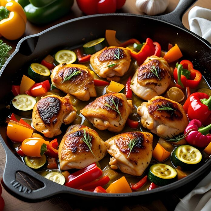One-Pan Garlic Chicken and Veggie Skillet Recipe