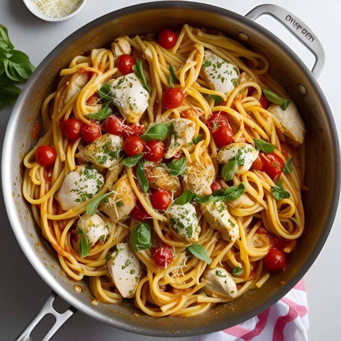 One Pot Chicken Margherita Pasta Recipe