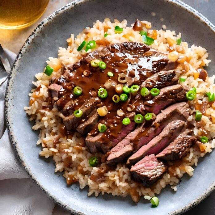 One-Skillet Creamy Honey BBQ Steak Rice Recipe
