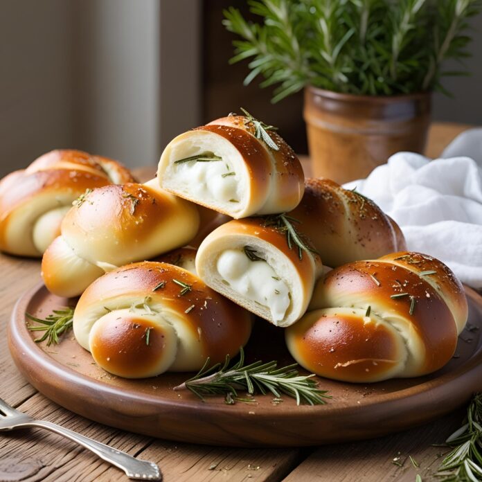 Soft Mozzarella Stuffed Pretzels with Fresh Rosemary Delight Recipe
