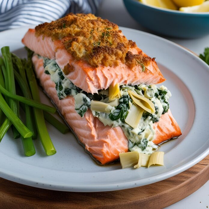 Stuffed Salmon with Spinach and Artichoke Dip Recipe