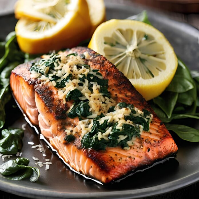 Blackened Salmon Stuffed with Spinach and Parmesan Recipe