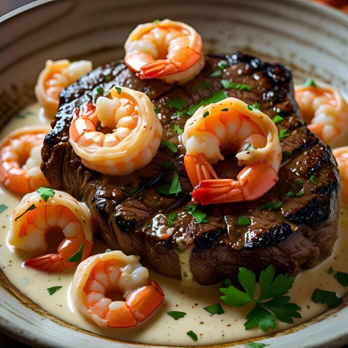 Blackened Steak and Shrimp Alfredo Recipe