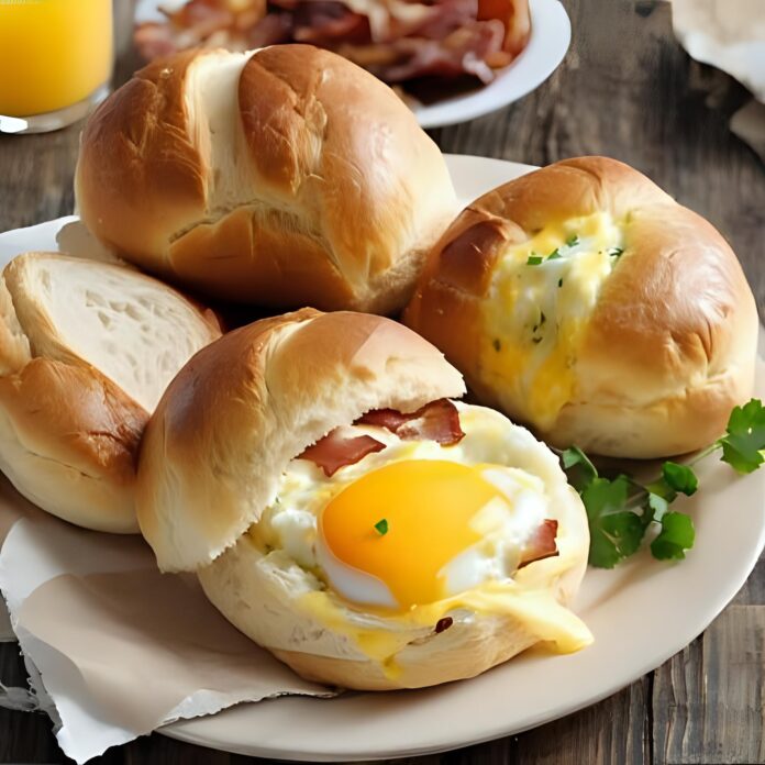 Breakfast Egg Bacon Cheese Bread Rolls Recipe