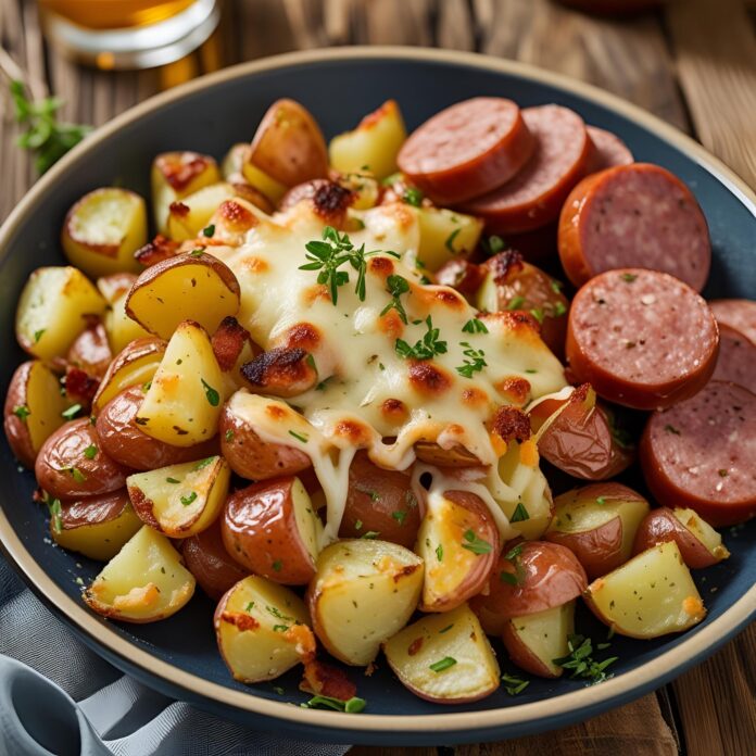 Cheesy Ranch Potatoes and Smoked Sausage Recipe