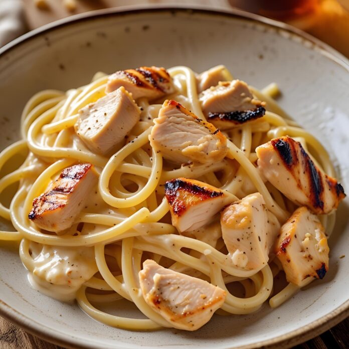 Creamy Carbonara Pasta with Chicken Recipe