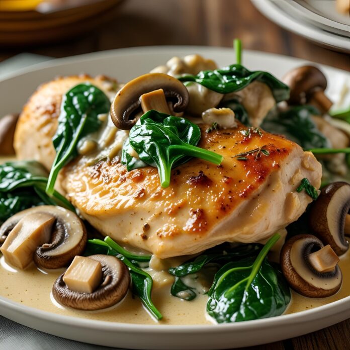 Creamy Tuscan Chicken with Spinach and Mushrooms Recipe