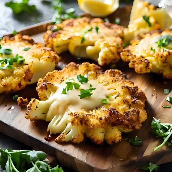 Crispy Golden Cheesy Cauliflower Steaks Recipe