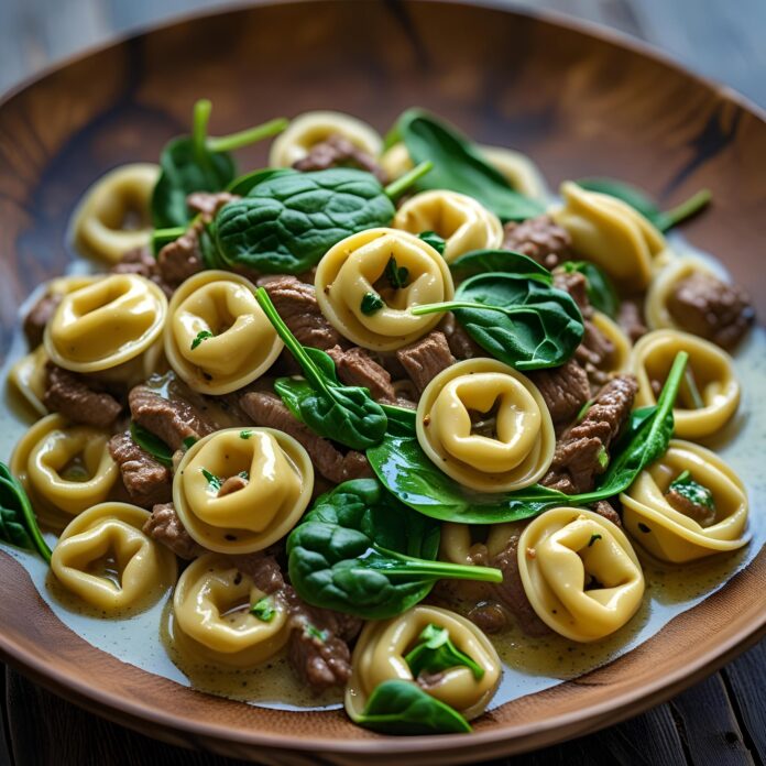 Garlic Butter Beef and Spinach Tortellini Recipe
