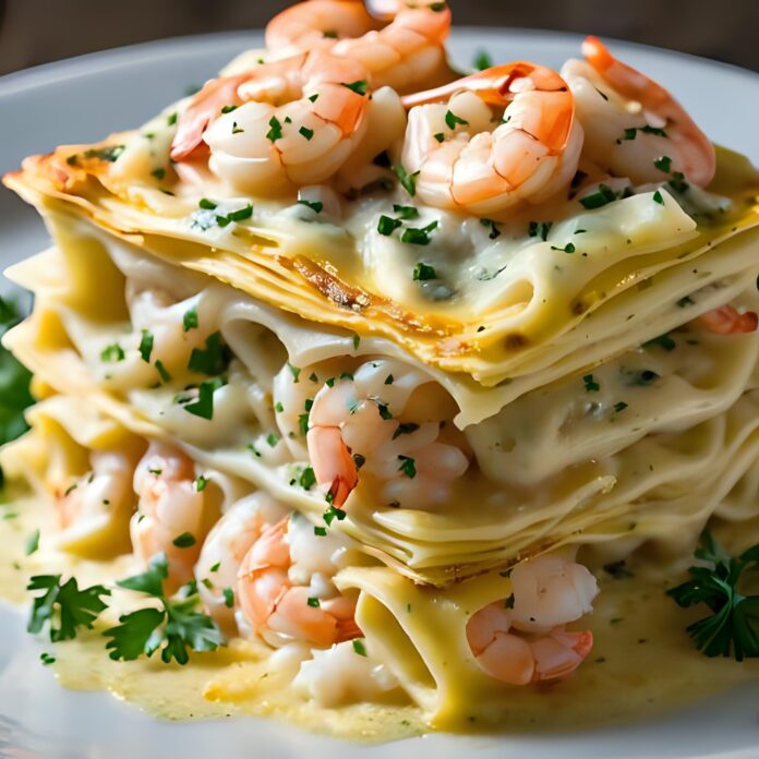 Garlic Butter Shrimp Scampi Lasagna Recipe