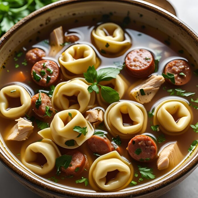 Homemade Tortellini Soup with Sausage and Chicken Recipe