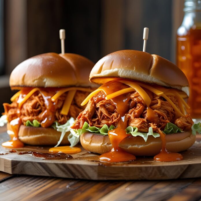 Hot Honey BBQ Pulled Chicken Sandwiches Recipe