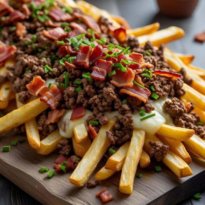 Loaded Fries With Ground Beef and Bacon Recipe