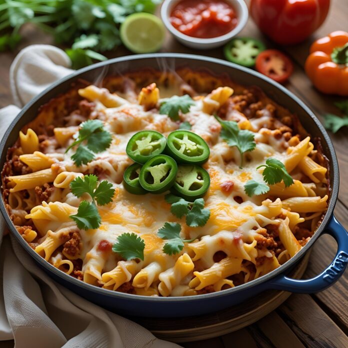 One-Pan Cheesy Taco Pasta Bake Recipe