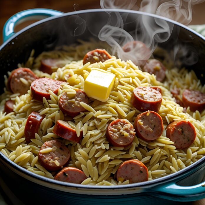 One-Pot Garlic Butter Sausage and Orzo Recipe