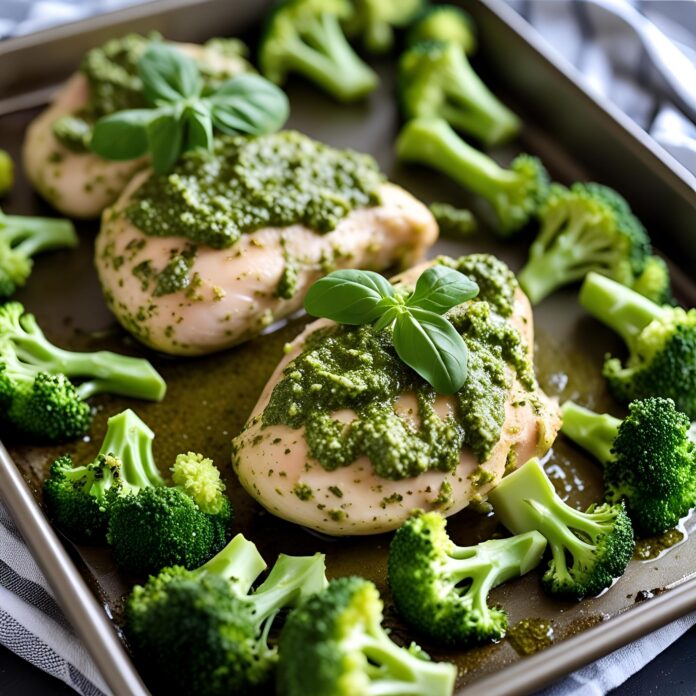 Sheet Pan Pesto Chicken with Broccoli Recipe