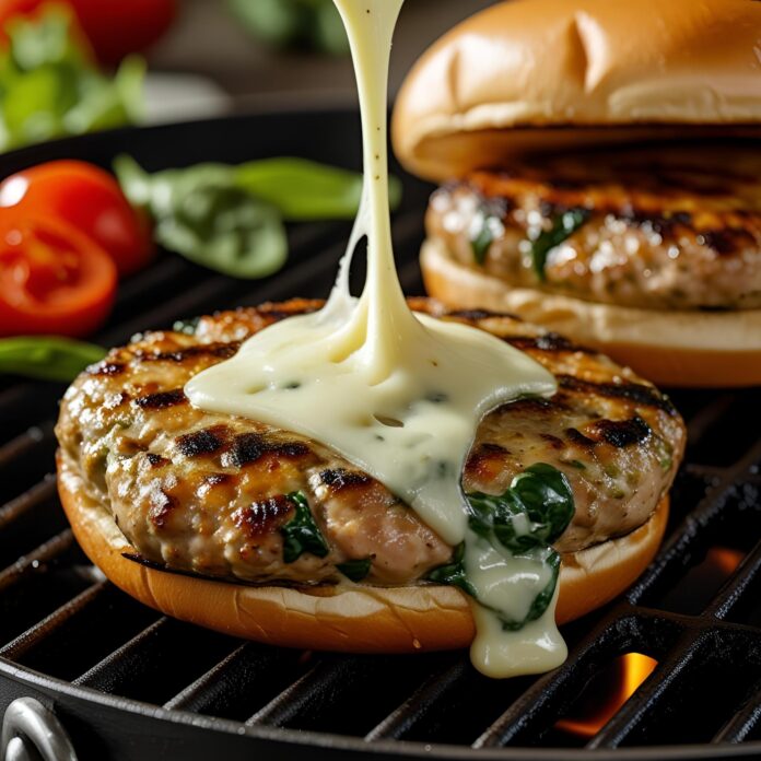 White Cheddar Spinach Chicken Burgers Recipe