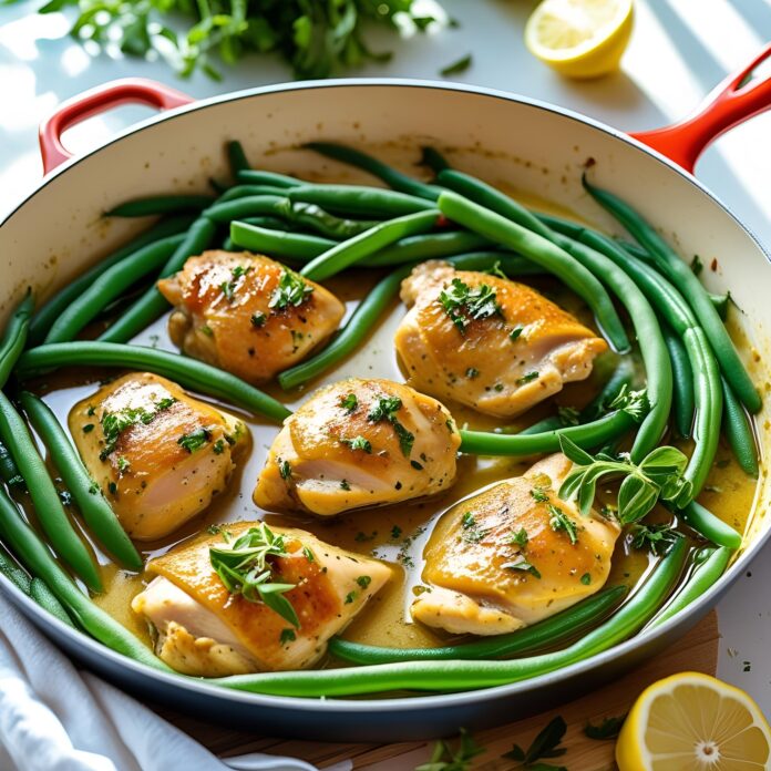 Zesty Lemon Garlic Butter Chicken and Green Beans Skillet Recipe