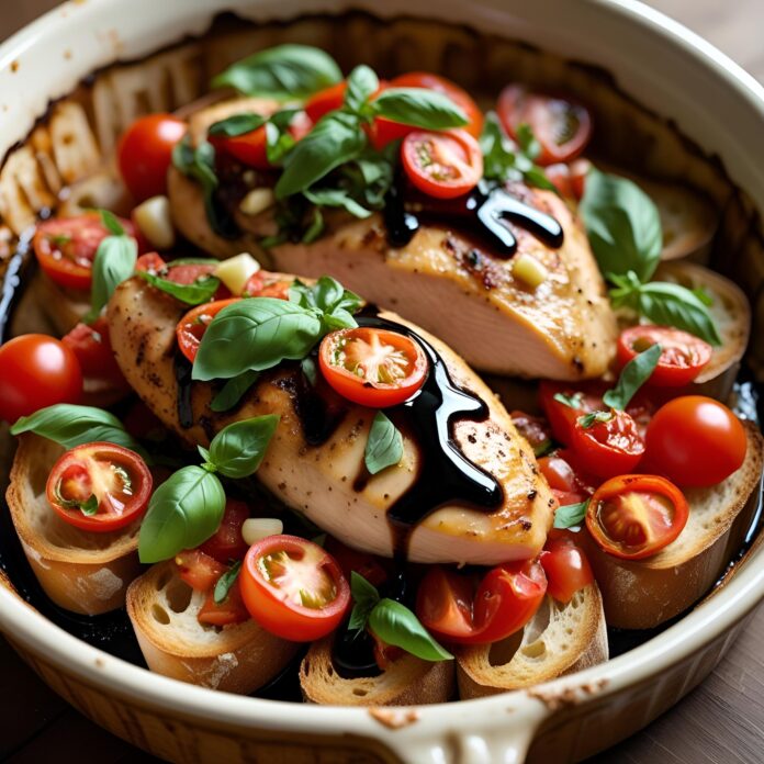 Bruschetta Chicken Bake with Fresh Tomatoes Recipe