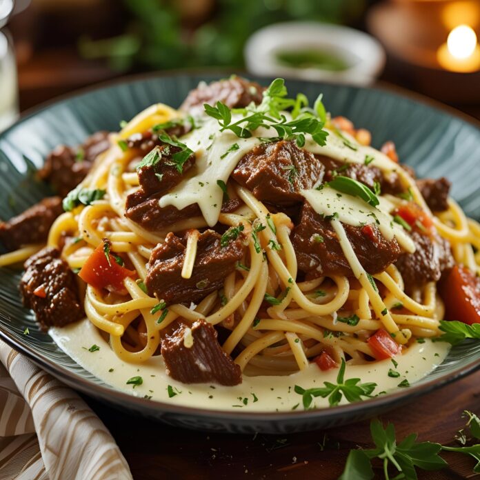 Cajun Beef Spaghetti with Creamy Cheese Parmesan Sauce Recipe