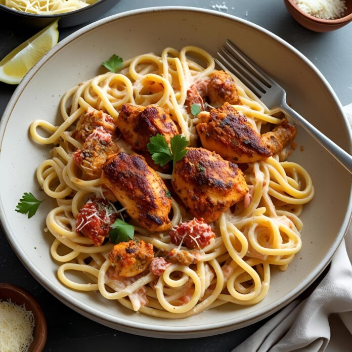 Cajun Chicken and Creamy Parmesan Linguine Recipe