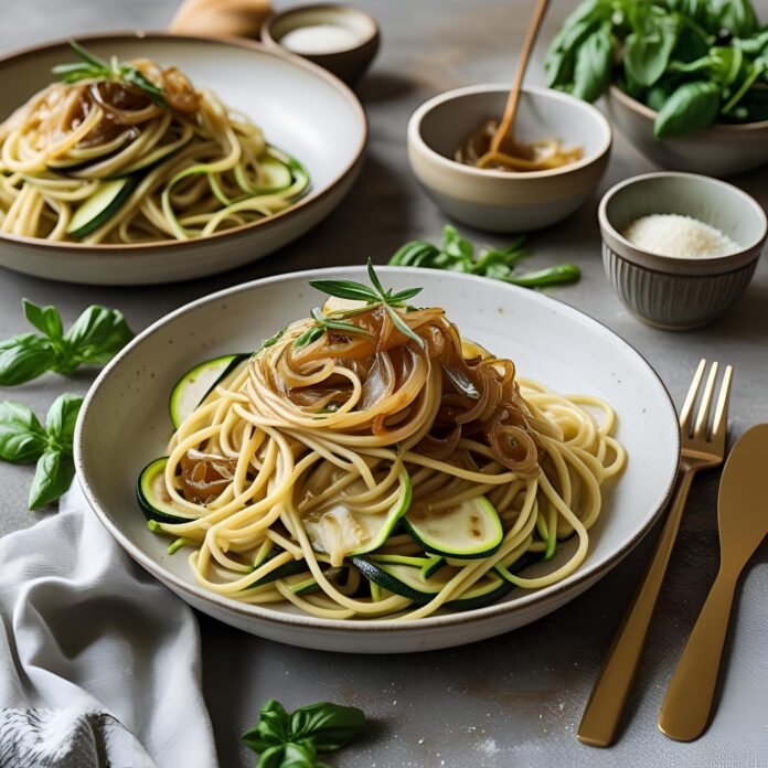 Caramelized Onions and Zucchini Pasta Recipe