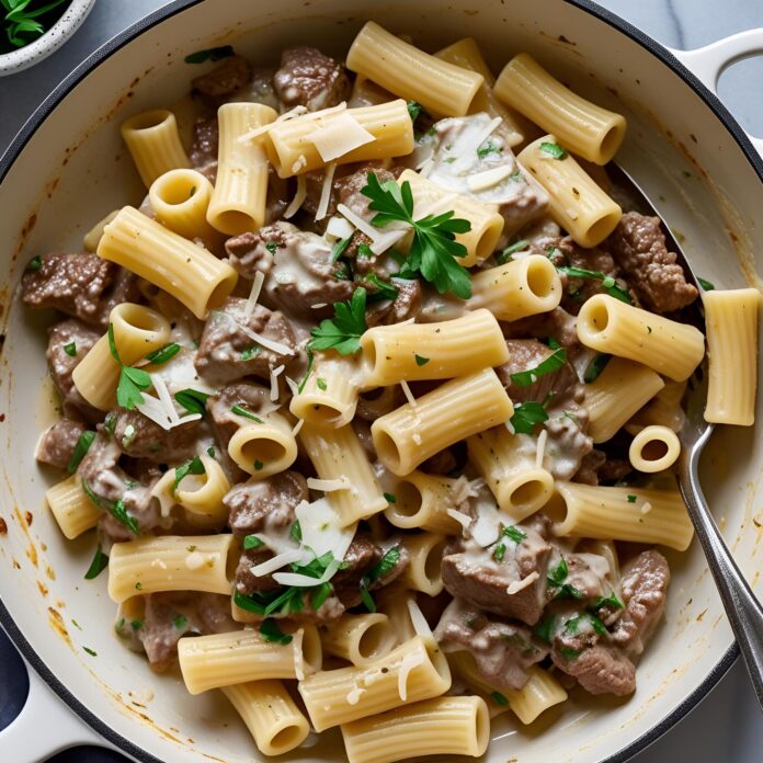 Creamy Parmesan Beef Rigatoni Recipe