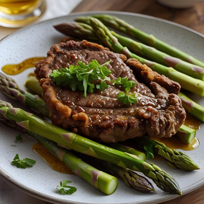 Fried Steak and Asparagus Recipe