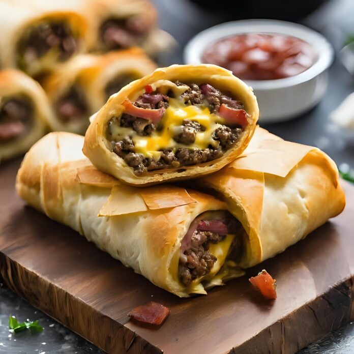 Garlic Butter Bacon Cheeseburger Rollups Recipe