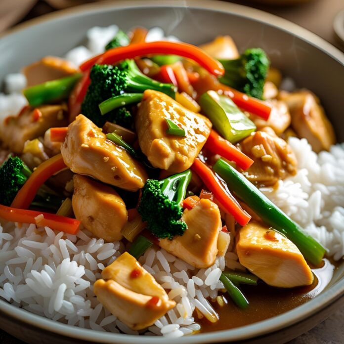 Garlic Chicken Stir-Fry with Rice Recipe