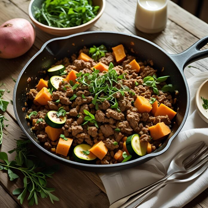 Ground Beef Zucchini Sweet Potato Skillet Recipe