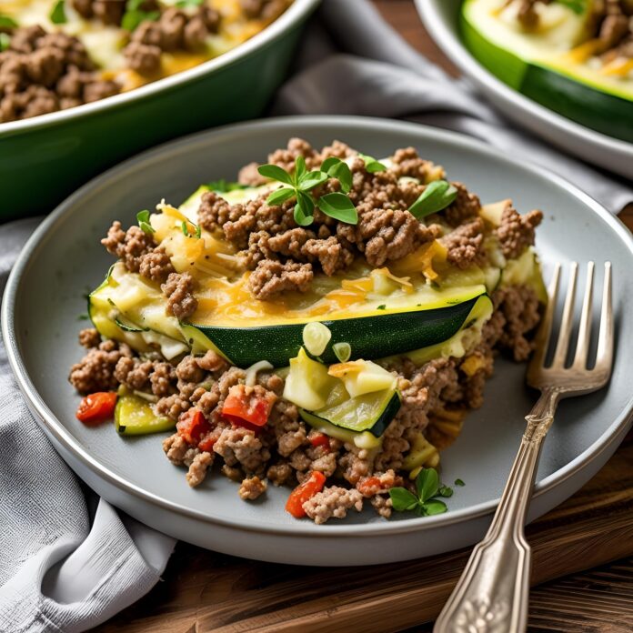 Meaty Zucchini Casserole With Ground Beef Recipe