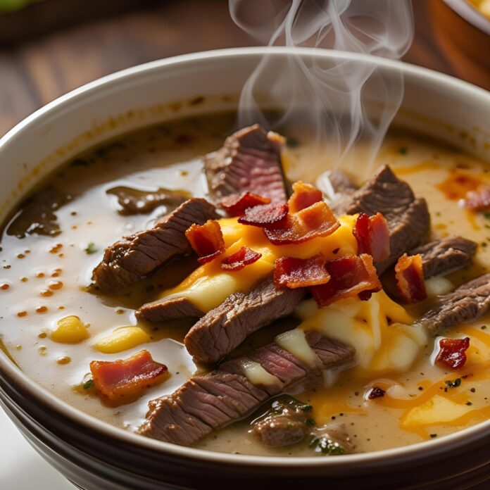 One-Pot Philly Cheesesteak Soup with Bacon Recipe