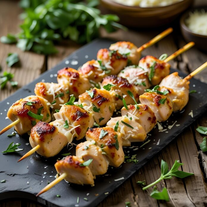 Ranch Garlic Parmesan Chicken Skewers Recipe