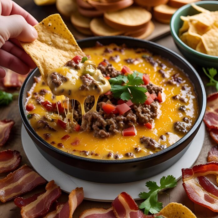 Sizzling Bacon Cheeseburger Queso Dip Recipe