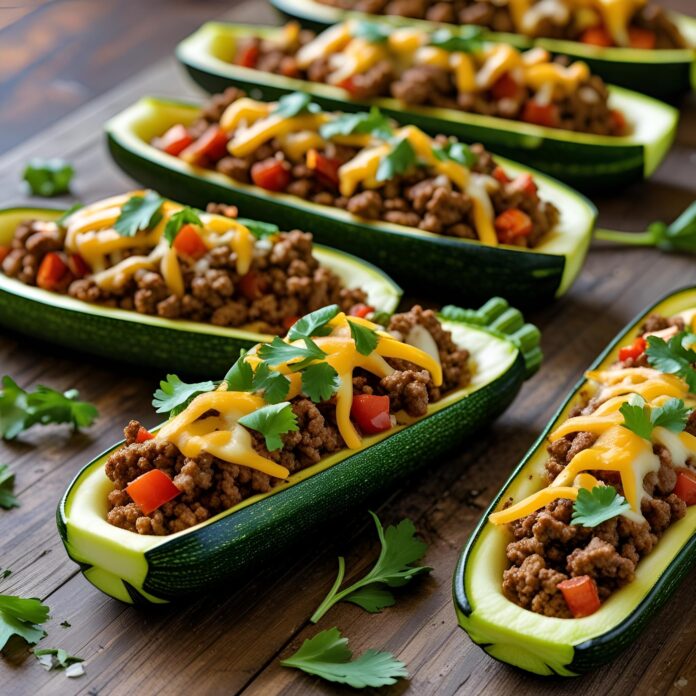 Stuffed Zucchini Taco Boats Recipe