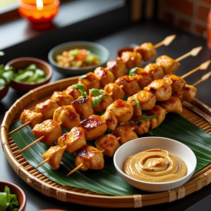 Thai Coconut Chicken Skewers with Spicy Peanut Sauce Recipe