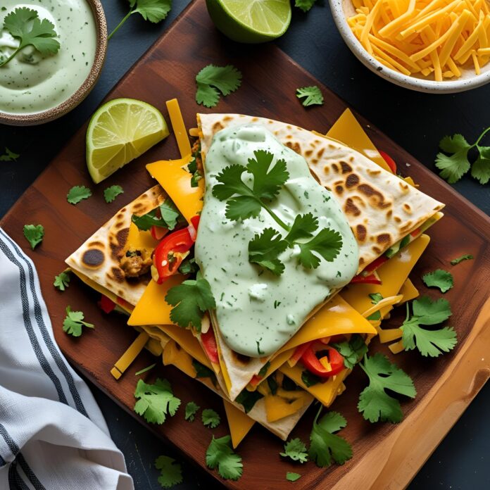 20-Minute Cheesy Quesadilla with Cumin Lime Crema Recipe