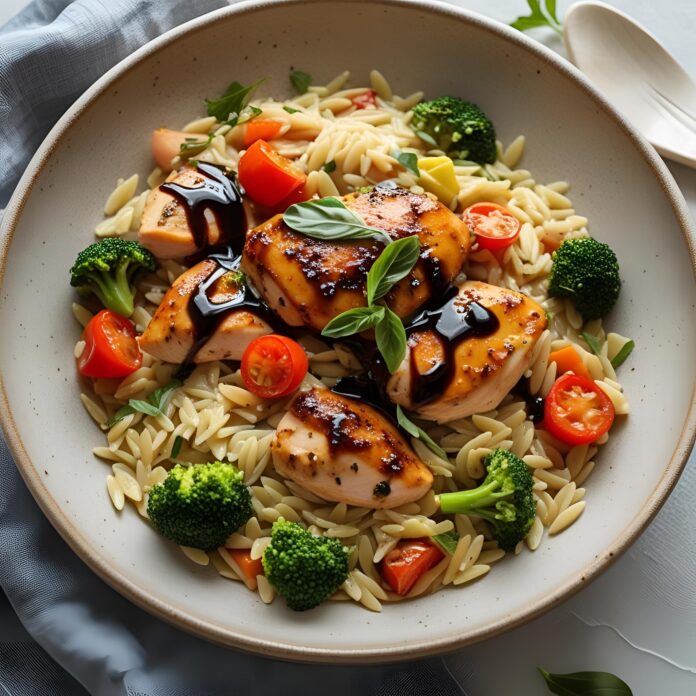 Balsamic Chicken and Veggie Orzo Recipe