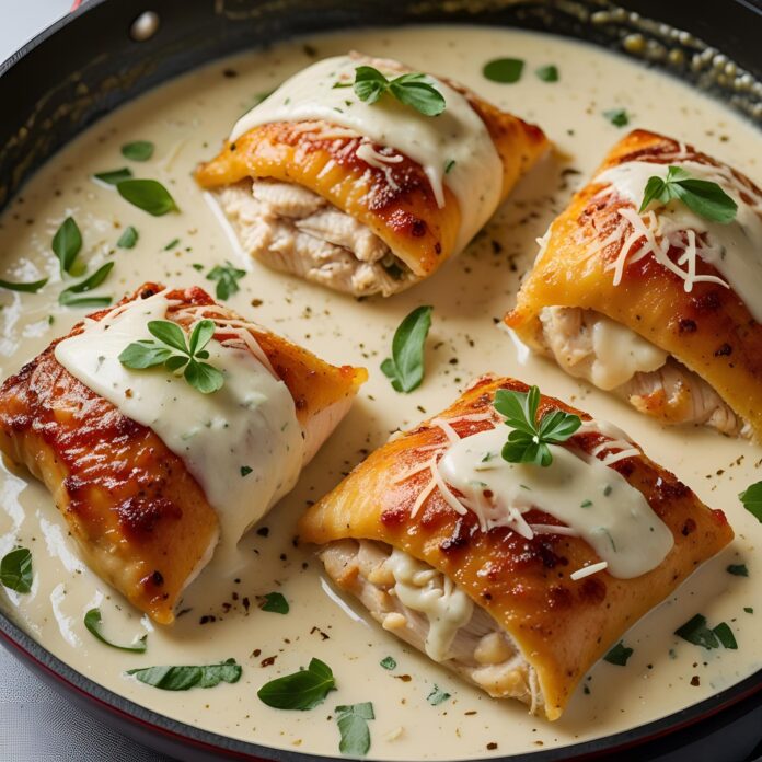 Chicken Pillows with Creamy Parmesan Sauce Recipe