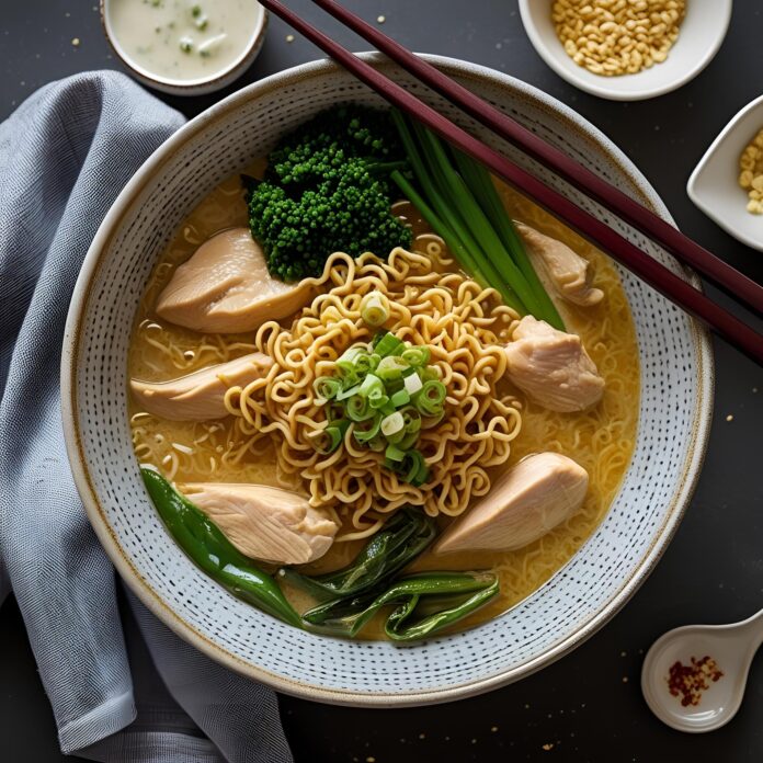 Chicken Ramen with Creamy Garlic Sauce Recipe