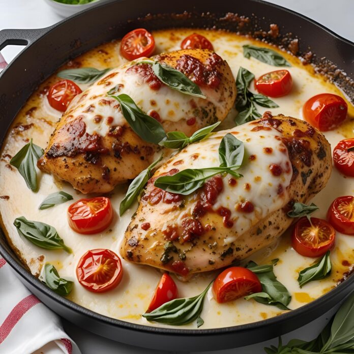 Creamy Baked Tuscan Chicken with Mozzarella Recipe