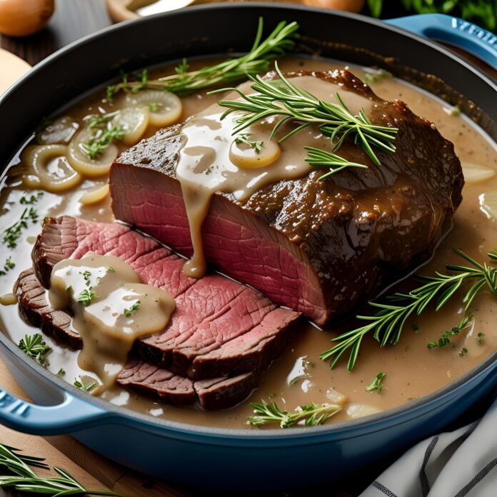 Dutch Oven Pot Roast Beef With French Onion Gravy Recipe