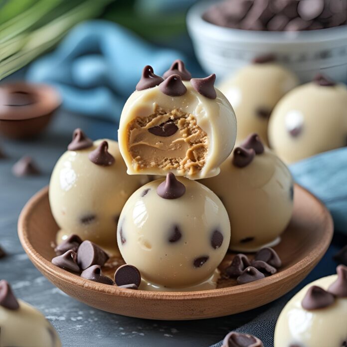 Frozen Greek Yogurt Peanut Butter Bites with Chocolate Chips Recipe