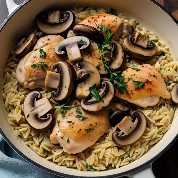 One Pot Chicken and Mushroom Orzo Recipe