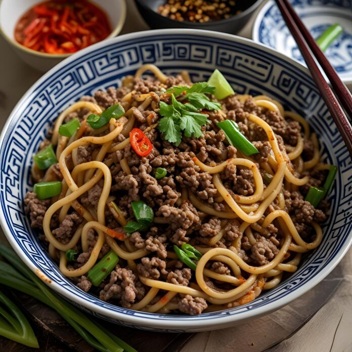 Quick Mongolian Ground Beef Noodles Recipe