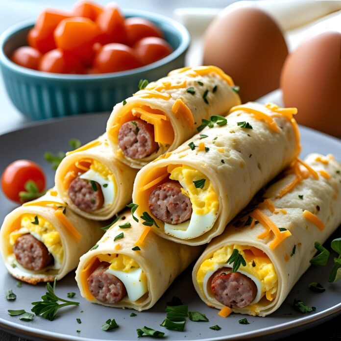 Sausage Egg Cheddar Roll-Ups Recipe